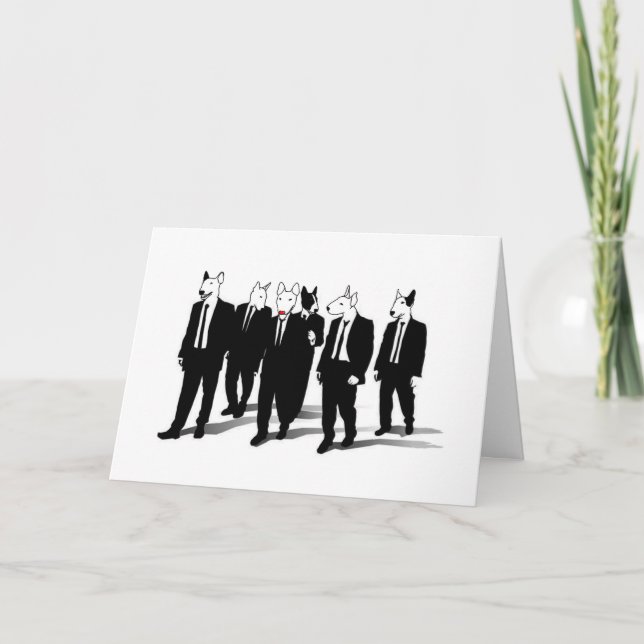 Carte de Noël anglaise de Rudolph de bull-terrier (Devant)