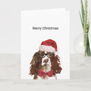 Carte de Noël anglaise Springer Spaniel Père Noël
