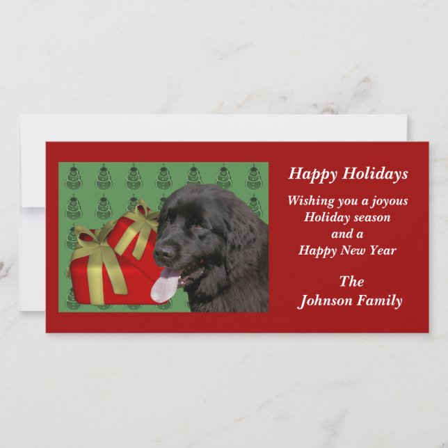 Carte de Noël animal chien de Terre-Neuve (Devant)