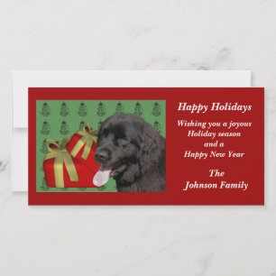 Carte de Noël animal chien de Terre-Neuve