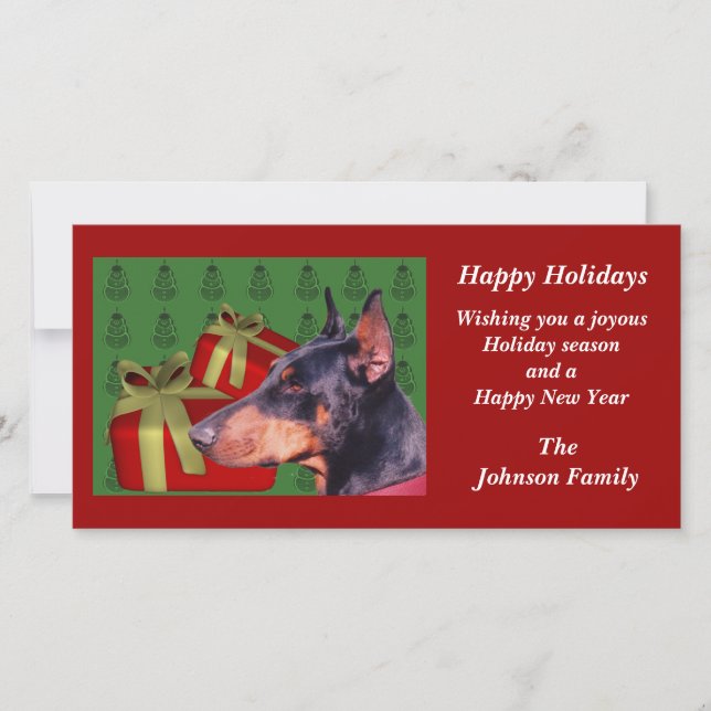 Carte de Noël animal Doberman Pinscher (Devant)