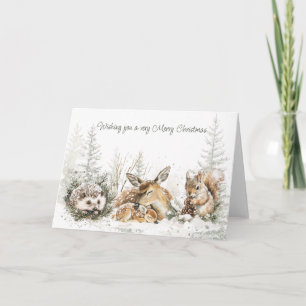 Carte de Noël Animaux Forêt Hivernale