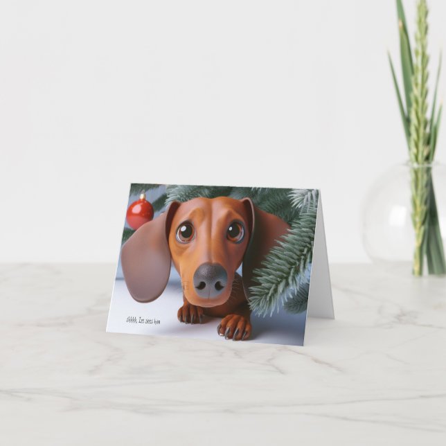Carte de Noël Animée Dachshund 3D (Devant)