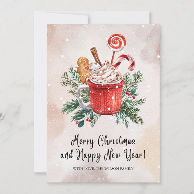 Carte de Noël Aquarelle Colorful Classic Cookie (Devant)