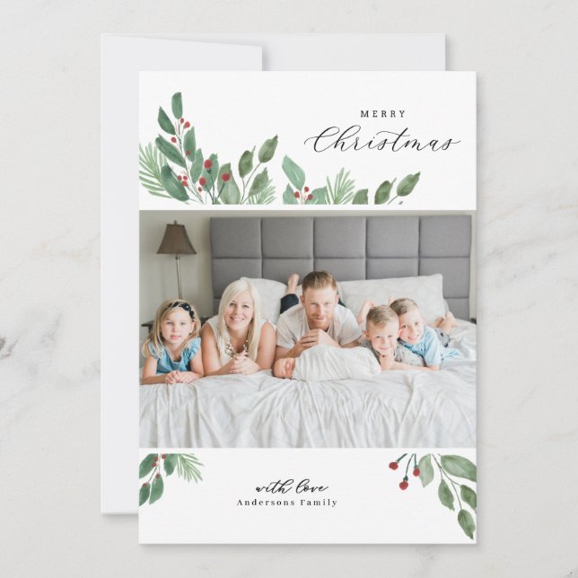 Carte de Noël aquarelle Joyeux Noël (Devant)