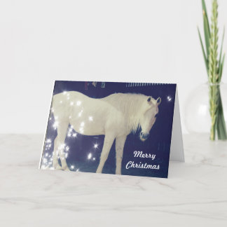 Carte de Noël Arabe blanche de cheval
