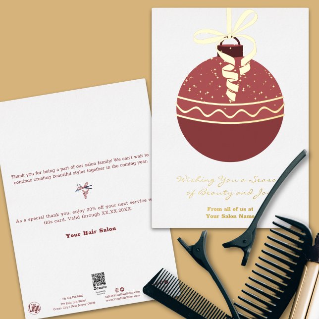 Carte de Noël Arbre de Noël Accents d'huile (Christmas Tree Ornament Foil Accents Holiday Card)