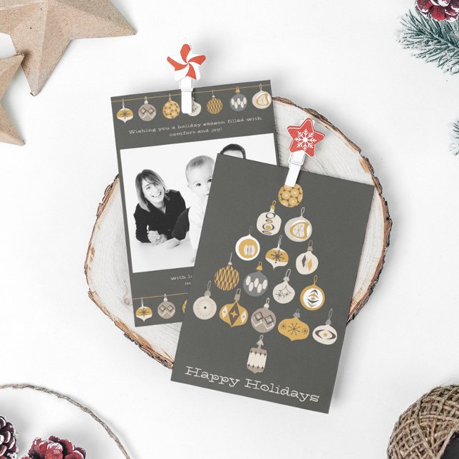 Carte de Noël Arbre de Noël de l'ornement rétro (Créateur téléchargé)