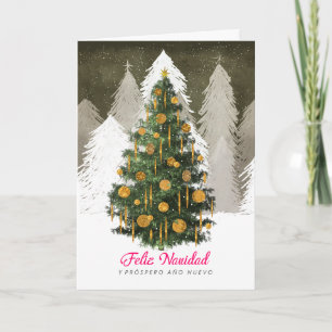 Carte de Noël Arbre de Noël sous la neige en Espag