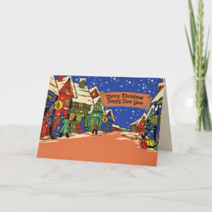 Carte de Noël Art déco vintage