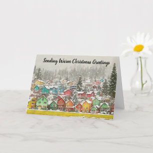 Carte de Noël Art Little Snowy Village