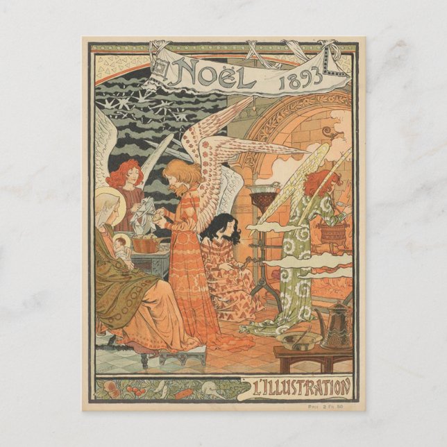 Carte de Noël Art Nouveau vintage (Devant)