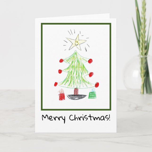 Carte de Noël - Art pour enfants - Arbre de Noël (Devant)