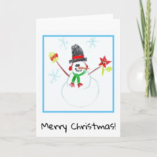 Carte de Noël - Art pour enfants - Snowman (Devant)