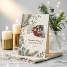 Carte de Noël artisanale avec des botaniques hiver