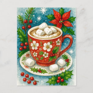 Carte de Noël au Chocolat Chaud de Fête