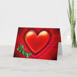 Carte de Noël au coeur rouge avec amour.