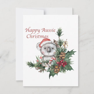 Carte de Noël australienne joyeuse avec koala