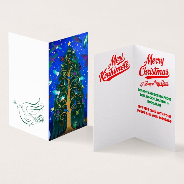 Carte de Noël aux oiseaux de Nouvelle-Zélande (Inside and Outside)