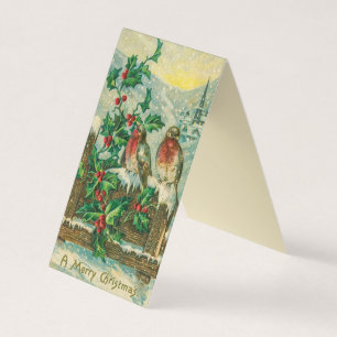 Carte de Noël aux oiseaux et aux baies Holly