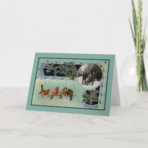 Carte de Noël aux oiseaux vintages
