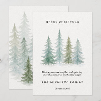 Carte de Noël aux pins Forêt Hivernale Merveilleus