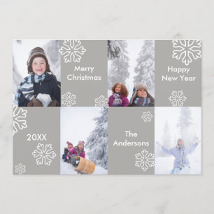 Carte de Noël avec 4 Photos Fond Gris