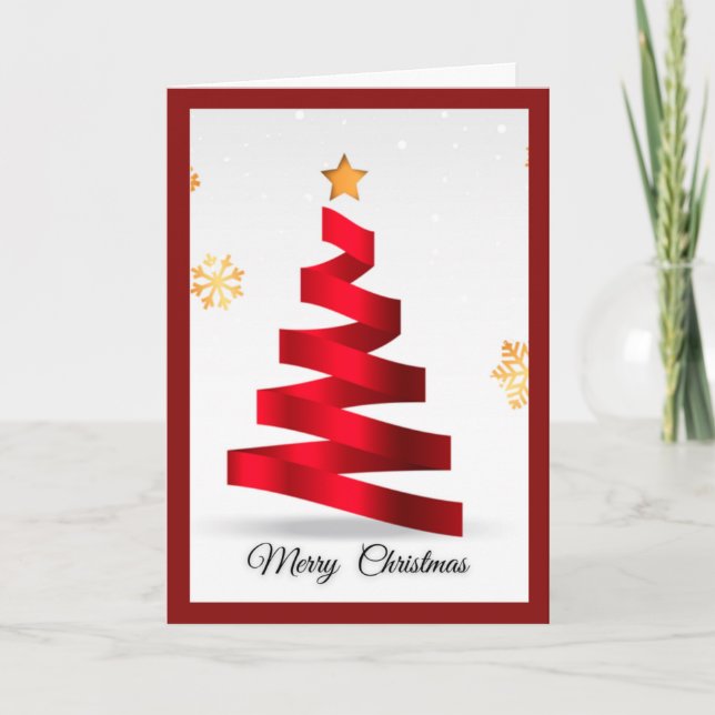 Carte de Noël avec arbre de Noël en ruban (Devant)