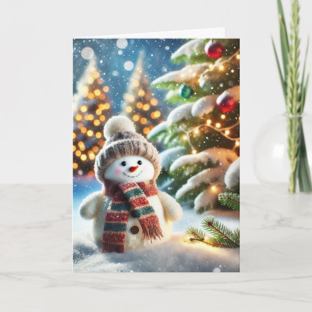 Carte de Noël avec bonhomme de neige (Devant)