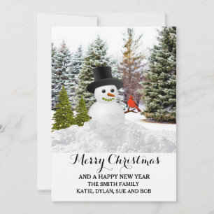Carte de Noël avec bonhomme de neige en hiver pitt