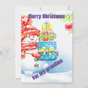 Carte de Noël avec cadeau de bonhomme de neige