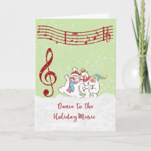 Carte de Noël avec Dancing Snowmen/Notes musicales