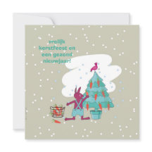 carte de Noël avec décoration de lapin et de carot