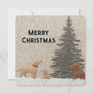 Carte de Noël avec des chiens et un arbre de coule