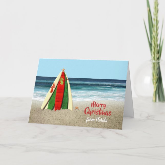 Carte de Noël avec des planches de surf sur la (Devant)
