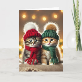 Carte de Noël avec deux chats