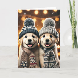 Carte de Noël avec deux chiens