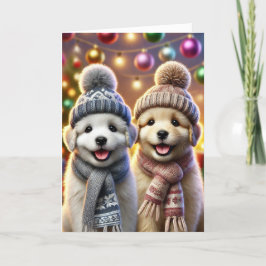 Carte de Noël avec deux chiens