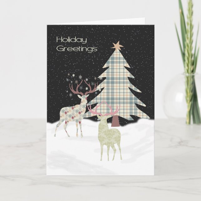 Carte de Noël avec deux concepteurs Deer & Tree (Devant)