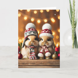 Carte de Noël avec deux lapins
