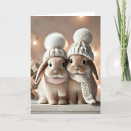 Carte de Noël avec deux lapins
