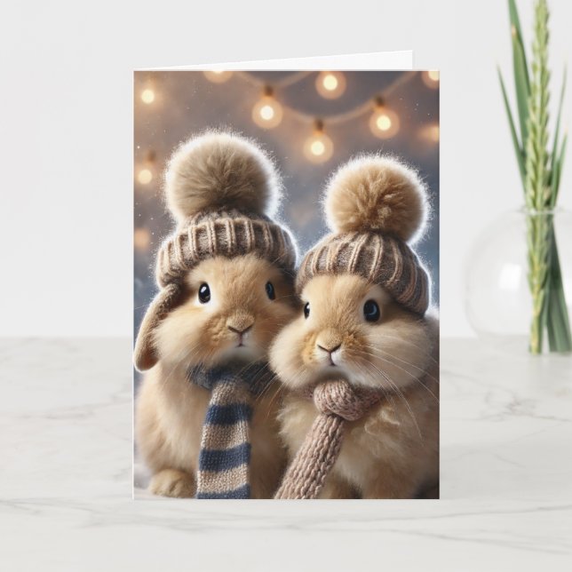 Carte de Noël avec deux lapins (Devant)