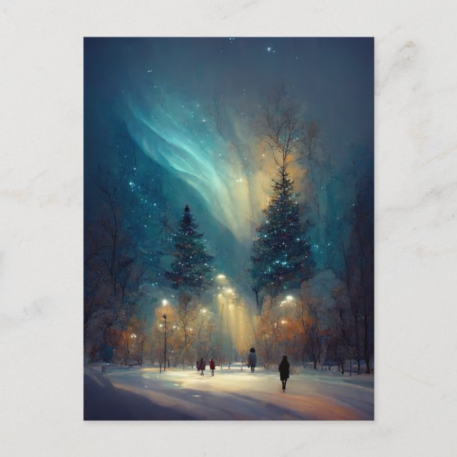 Carte de Noël avec éclairages hivernaux de Logo Bu (Devant)