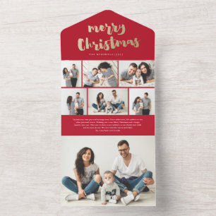 Carte de Noël avec écriture dorée pour photo de fê