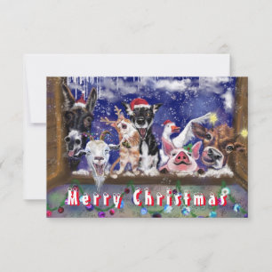 Carte de Noël avec Fête Animale Amusante