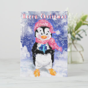 Carte de Noël avec Happy Penguin - Amusant