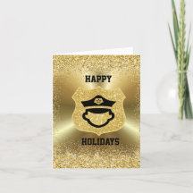 Carte de Noël avec icône de police dorée