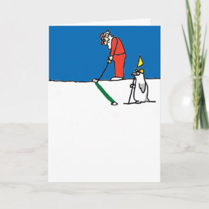 Carte de Noël avec illustration Père Noël de golf