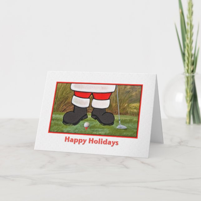 Carte de Noël avec jouer au golf Père Noël (Devant)
