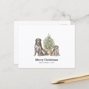 Carte de Noël avec la famille Black Labrador Dog